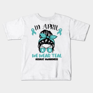 In April We Wear Teal: Stand Up Against Sexual Assault Kids T-Shirt